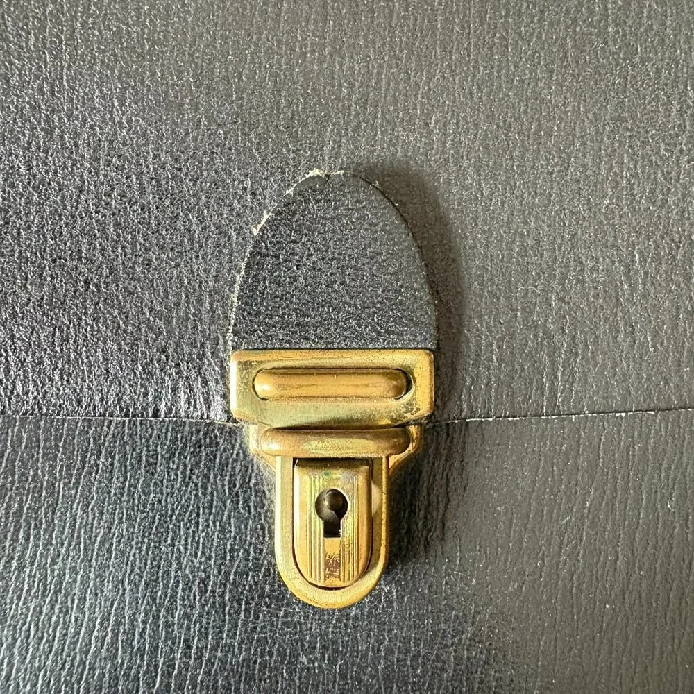 1960s French Leather Document Case – Retractable Handle – Mid-Century Executive